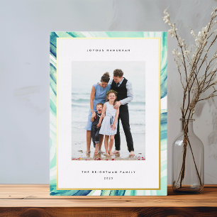 Iced Agate Border Hanukkah Photo Gold