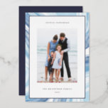 Iced Agate Border | Hanukkah Photo Silver<br><div class="desc">Send Hanukkah greetings to friends and family with our elegant photo cards. Designed to accommodate a single vertical or portrait orientated photo,  card features a watercolor geode agate slice border in moody light blues with a silver foil border. Personalise with your custom Hanukkah greeting and family name(s).</div>