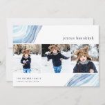 Iced Agate | Hanukkah Photo Collage Card<br><div class="desc">Send Hanukkah greetings to friends and family with our elegant photo cards. Designed to accommodate three of your favourite square photos arranged side by side in a collage format, card features watercolor geode agate slice illustrations in light blue, for a modern yet festive look. Personalise with your custom Hanukkah greeting...</div>