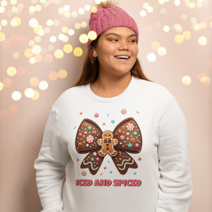 Iced and Spiced Gingerbread Coquette Bow Sweatshirt