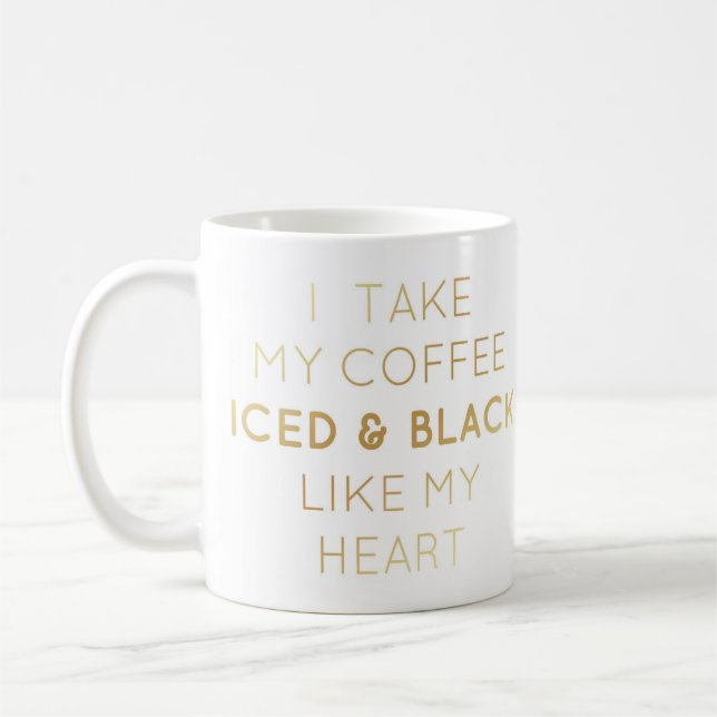 Iced & Black, Gold Text Mug (Left)