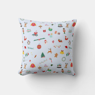Iced Blue Santa Clause Snowman Christmas Cushion