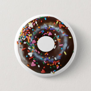 Iced Chocolate Doughnut W/Sprinkles  6 Cm Round Badge