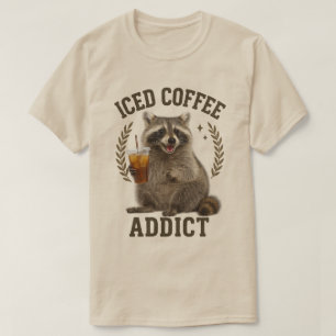  Iced Coffee Addict Racoon Drink Caffeine Lover  T-Shirt