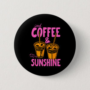 Iced coffee &amp; sunshine beach hawaii summer 6 cm round badge