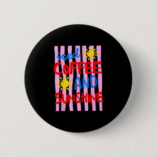 Iced coffee and sunshine cute summer vacation 6 cm round badge