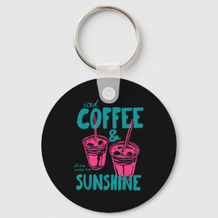 Iced coffee and sunshine summer vibes key ring