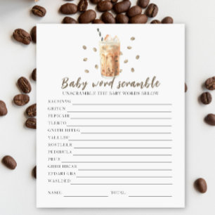 Iced Coffee baby shower - Baby Word Scramble
