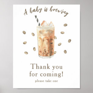 Iced Coffee baby shower Thank you for coming Poster