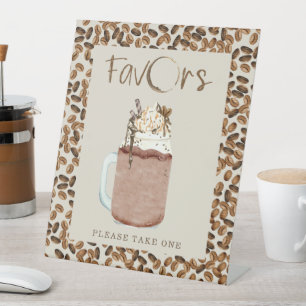 Iced Coffee Beans Baby Shower Favours Pedestal Sign