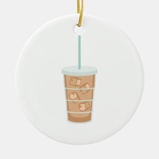 Iced Coffee Ceramic Tree Decoration (Front)