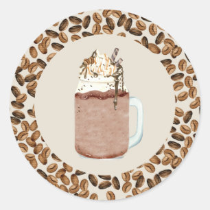 Iced Coffee Cold Brew Coffee Beans Mason Jar Class Classic Round Sticker