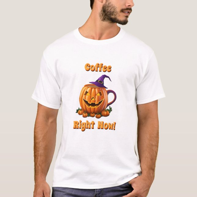 Iced Coffee Halloween Caffeine Pumpkin Latte T-Shirt (Front)