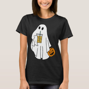 Iced Coffee Halloween Cute Little Ghost Pumpkin Co T-Shirt