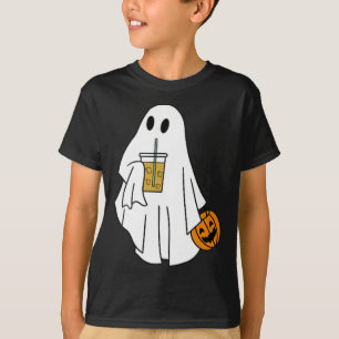 Iced Coffee Halloween Cute Little Ghost Pumpkin Co T-Shirt
