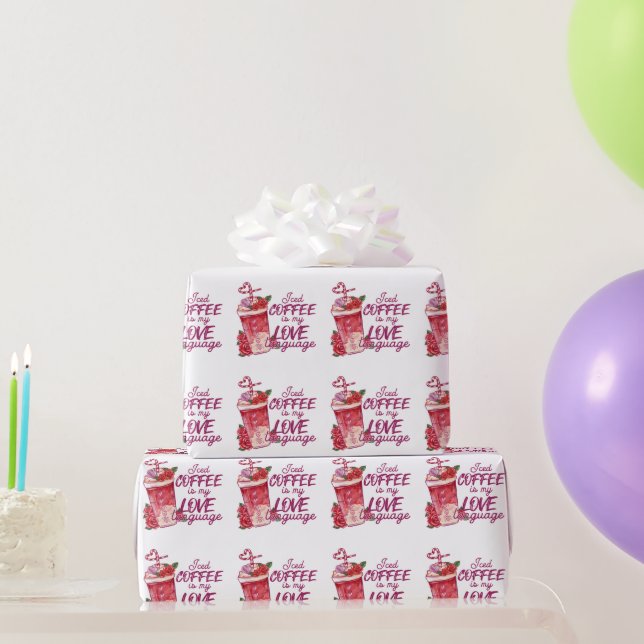 Iced Coffee Is My Love White Wrapping Paper (Party Gifts)