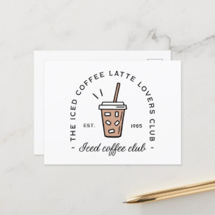 Iced coffee latte lovers club aesthetic funny postcard