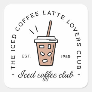 Iced coffee latte lovers girls club aesthetic square sticker