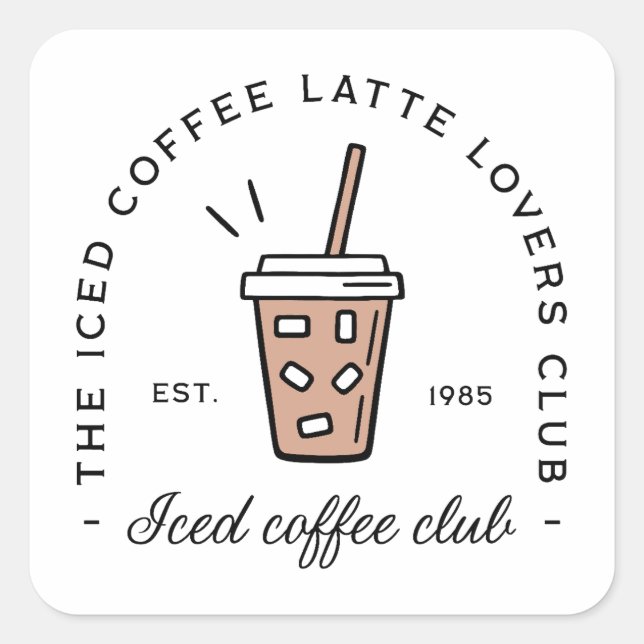 Iced coffee latte lovers girls club aesthetic square sticker (Front)