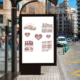 Iced Coffee Stickers pack CUTE groovy