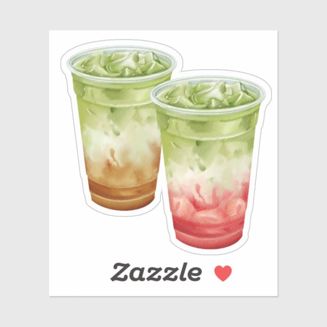 Iced Coffee & Strawberry Matcha Besties Sticker (Sheet)