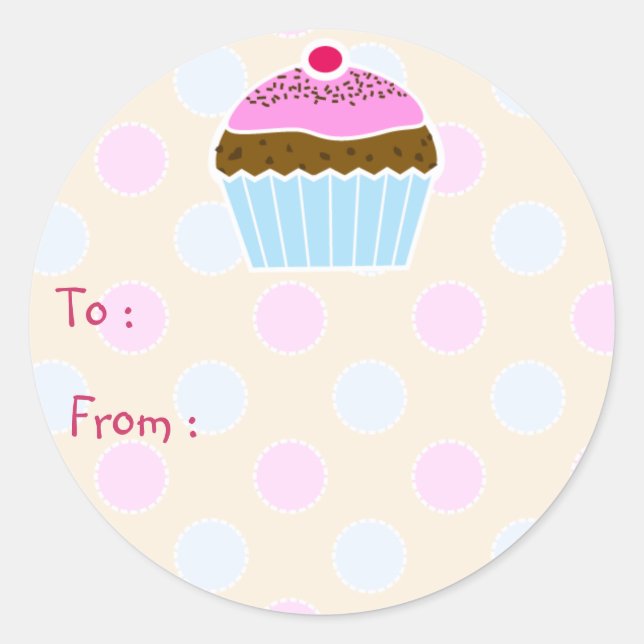 Iced Cupcake Gift Tag Sticker (Front)