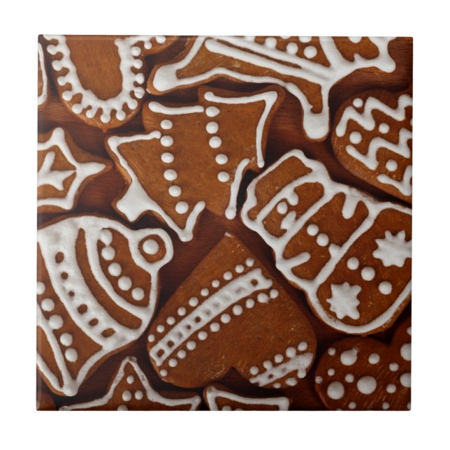 Iced, Cut Out, Gingerbread Christmas Cookies Tile (Front)