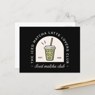 Iced matcha latte lovers club besties retro fancy postcard
