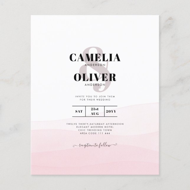Iced Pink Ombre Wedding Invite Flyer (Front)
