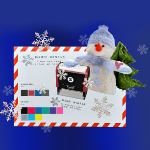 Iced Snowflake Winter Holiday Return Address Self-inking Stamp