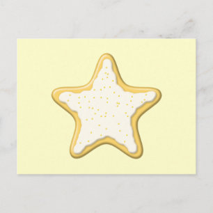 Iced Star Cookie. Yellow and Cream. Postcard