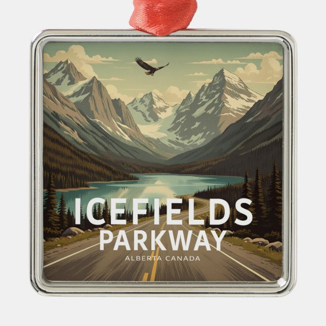 Icefields Parkway Alberta Canada Eagle Metal Tree Decoration (Front)