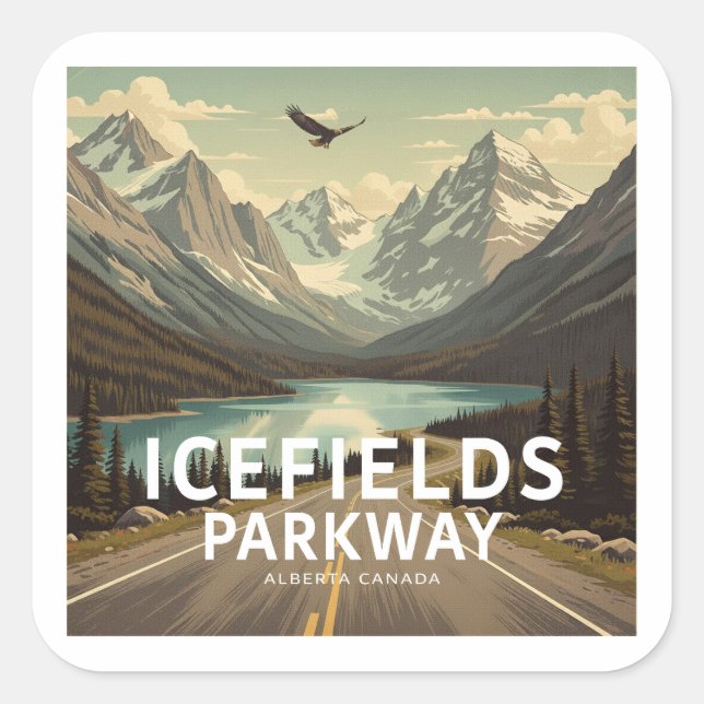 Icefields Parkway Alberta Canada Eagle Square Sticker (Front)