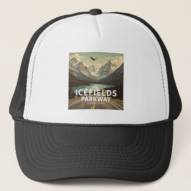 Icefields Parkway Alberta Canada Eagle Trucker Hat (Front)