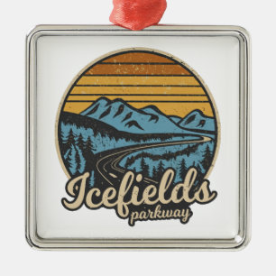 Icefields Parkway Alberta Canada Retro Metal Tree Decoration