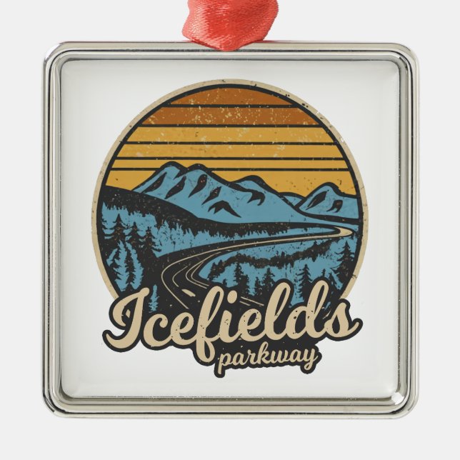 Icefields Parkway Alberta Canada Retro Metal Tree Decoration (Front)