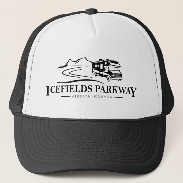 Icefields Parkway Alberta Recreational Vehicle Trucker Hat (Front)