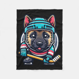 Icehockey Malinois Hockey Adventures Await Fleece Blanket