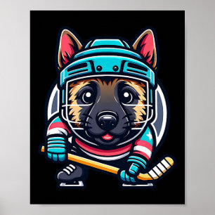 Icehockey Malinois Hockey Adventures Await Poster