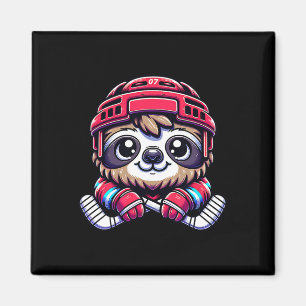 Icehockey Sloth Adorable Hockey Enthusiast  Magnet
