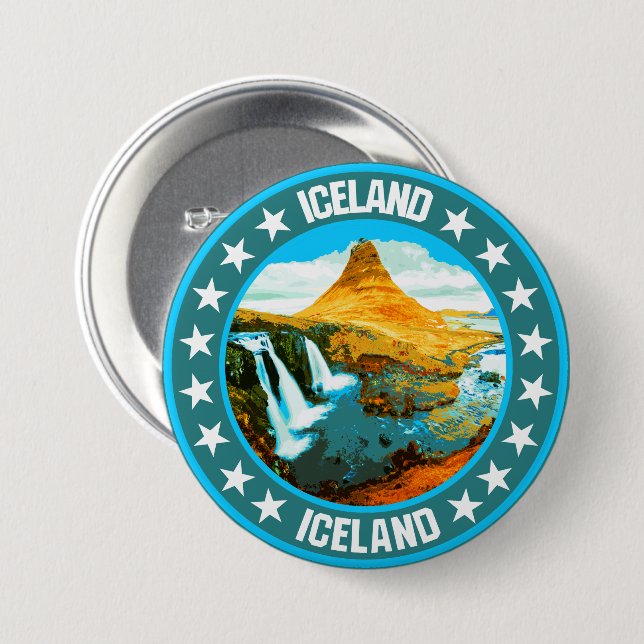 Iceland                                            7.5 cm round badge (Front & Back)