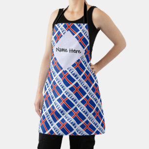 Iceland and Icelandic Flag Tiled with Your Name Apron