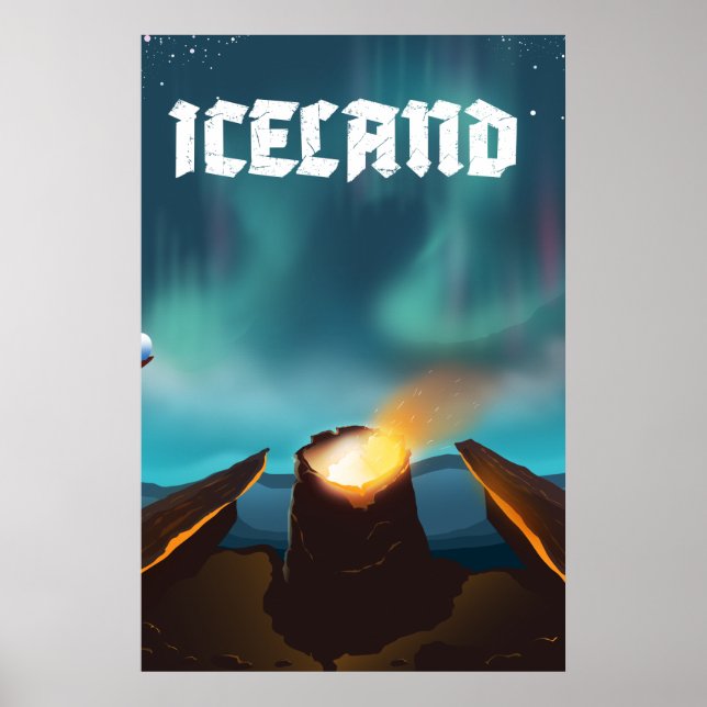 Iceland aurora borealis Travel poster (Front)