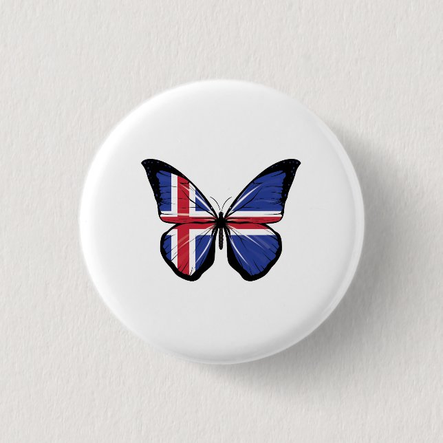 Iceland Butterfly Flag 3 Cm Round Badge (Front)