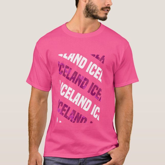 Iceland Camo Pattern Pink Camouflage T-Shirt (Front)