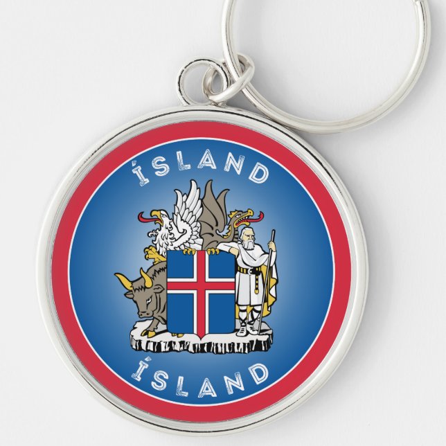 Iceland Coat of Arms Circle Shape Key Ring (Front)