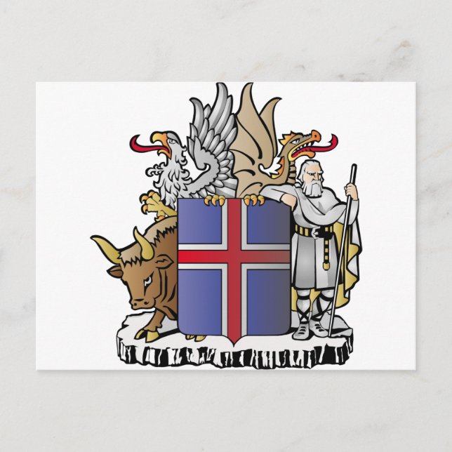 Iceland coat of arms postcard (Front)