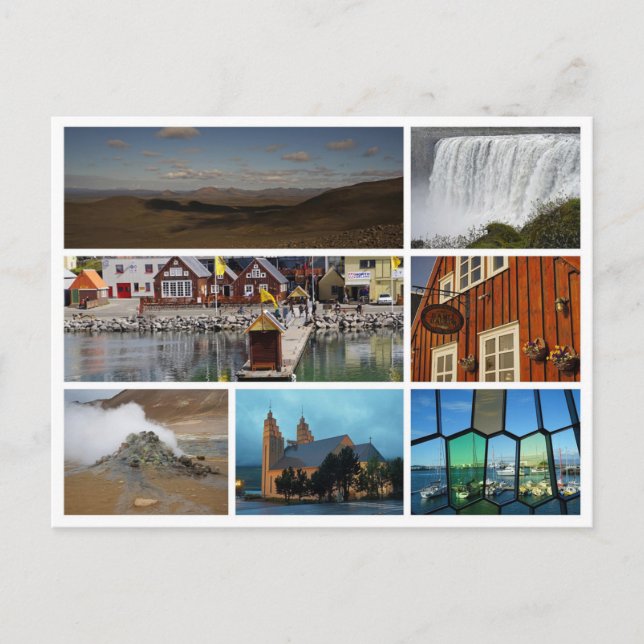 Iceland collage waterfall highlands reykjavik postcard (Front)