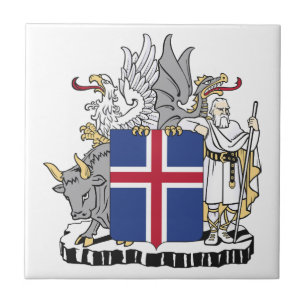 Iceland country coat arms symbol emblem flag tile