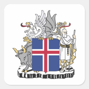 Iceland country coat arms symbol emblem square sticker